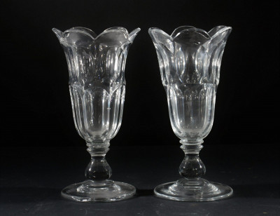 Image for Lot Pr. Sandwich Glass Tulip Vases