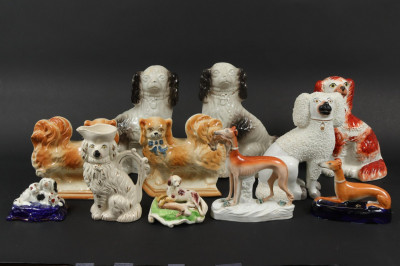Image for Lot Group of 11 Staffordshire Dog Figurines