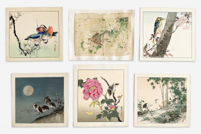 6 Bird and Flower Woodblock Prints