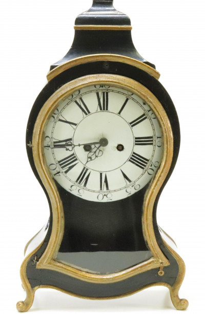 Image for Lot French Black Lacquered Mantel Clock 19th C