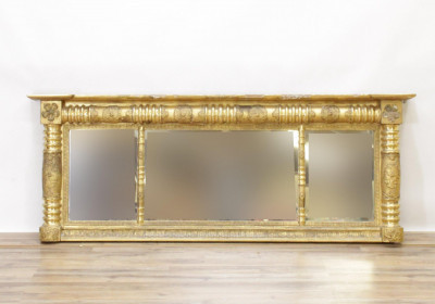 Image for Lot American Classical Giltwood Overmantel Mirror