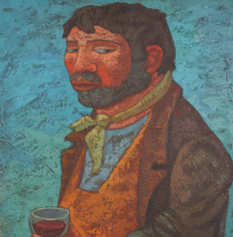 Image 1 of lot 20th C. Man with Wine Glass, O/C, signed CAPPA