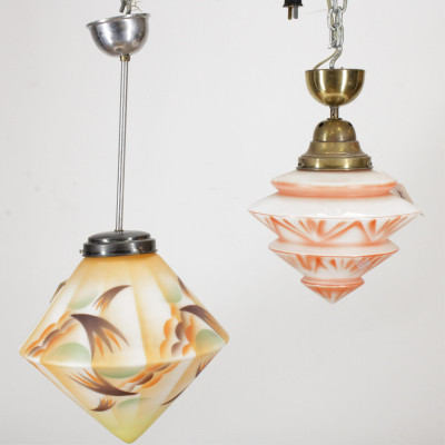 Image for Lot German Art Deco Conical Decorated Fixtures