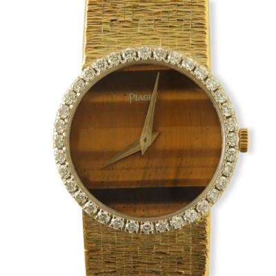 Image for Lot Piaget 18k Gold, Diamond and Tiger's Eye Watch