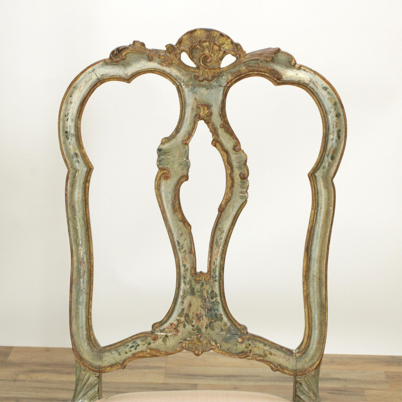 Image 2 of lot 18th C Venetian Rococo Paint Decorated Side Chair