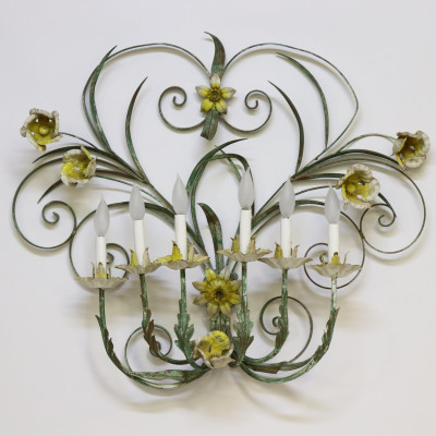 Image for Lot Italian Tole Metal Floral Sconce
