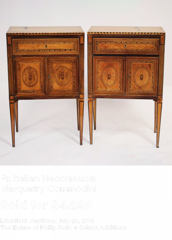 Pr. Italian Neoclassical Marquetry Commodini