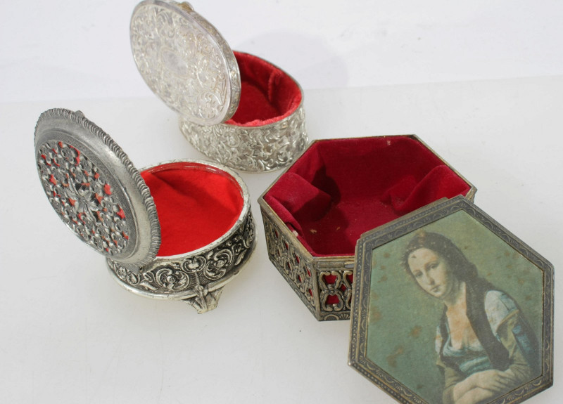 Image 4 of lot 10 Metal Enamel and Glass Trinket Boxes