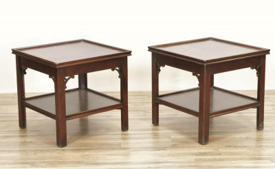 Image for Lot Pair Georgian Style Inlaid Mahogany End Tables