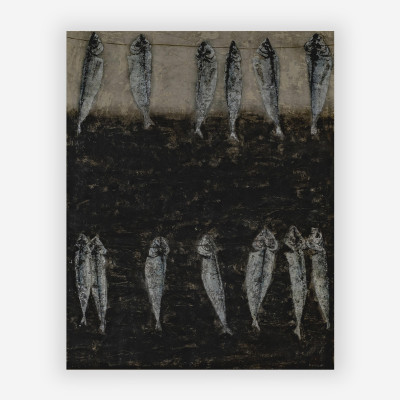 Image for Lot Fumiko Matsuda - Two rows of fish hanging