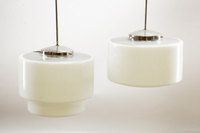 Image for Lot Pair of Zeiss Industrial Ceiling Fixtures c 1930