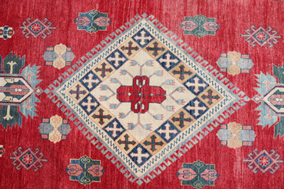 Image for Lot Kazak Style Wool Area Rug 6&apos;3 x 9&apos;8