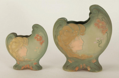 Image for Lot Weller - 2 Pottery Shell Vases