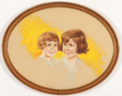 Image for Lot Jules Cannert  - &apos;Schultz Sisters&apos; Pastel, c 1929