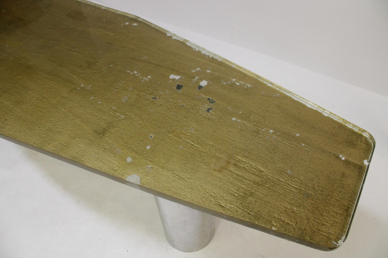 Image 2 of lot 1970&apos;s Chrome &amp; Gilt Textured Glass Console
