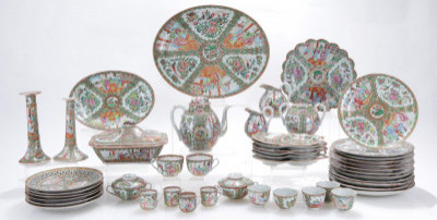 Image for Lot Large Group Chinese Rose Medallion