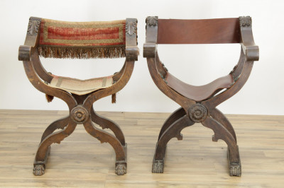 Image 1 of lot 2 Italian Baroque Style Curule Youth Chairs