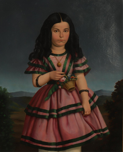 Mid-19th C. Portrait of a Young Girl O/C