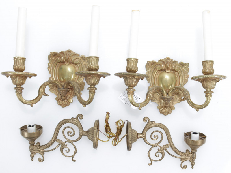 Image 1 of lot 2 Pair French Style Gilt Bronze/Brass Sconces