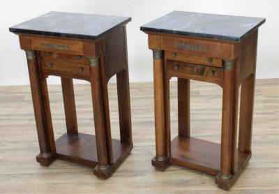 Image for Lot Pair Empire Style Mahogany Bedside Tables