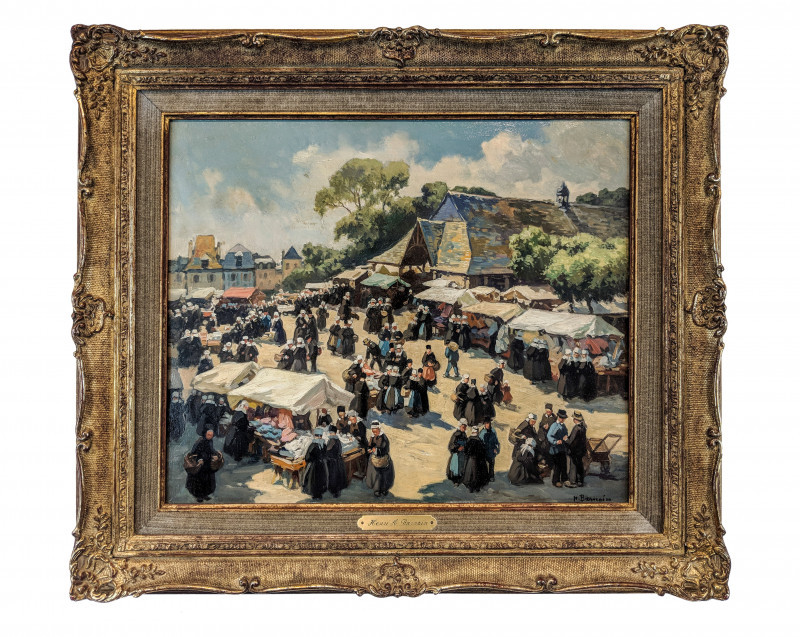 Image 1 of lot Henri Barnoin – Market Scene