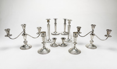 Image for Lot Weighted Sterling Silver Candlesticks, Group of 10