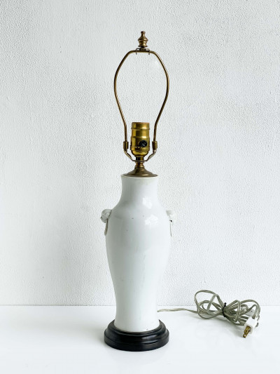 Image for Lot Chinese Porcelain White Glazed Baluster Vase Mounted as a Lamp