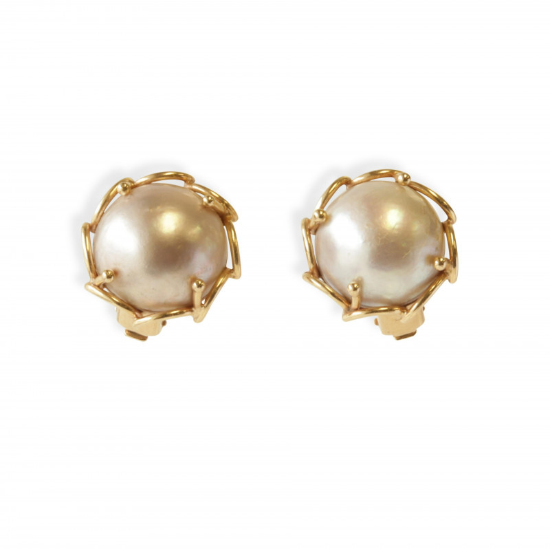 Image 1 of lot 14K and Mobe Pearl Earrings