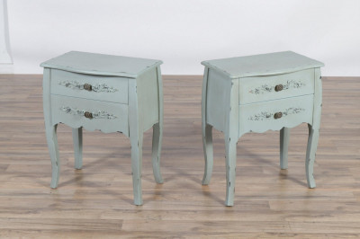 Image for Lot Pair Louis XV Style Green Painted Table de Nuit