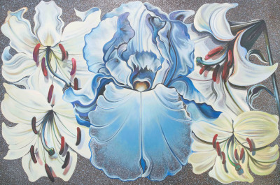 Lowell Nesbitt - Iris with Four Lilies