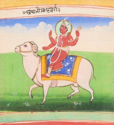 Image for Lot Indian School Miniature depicting Agni riding a Ram
