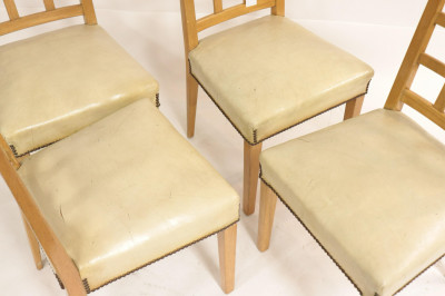 Image 2 of lot 4 Faded Walnut Lattice Back Chairs, circa 1950