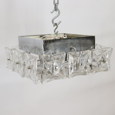 Image for Lot Lobmeyr Glass and Chrome Ceiling Fixture