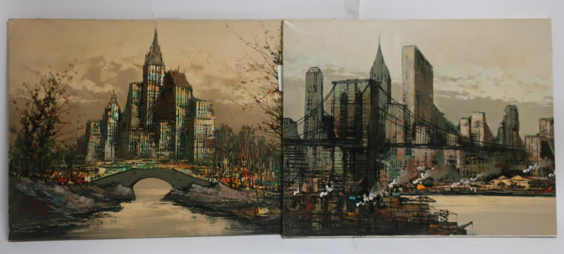 Image 1 of lot 2 New York City Scapes by Landini, O/C