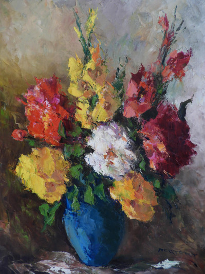Image for Lot IstvÃ¡n Megyery - Impressionist Peony Bouquet