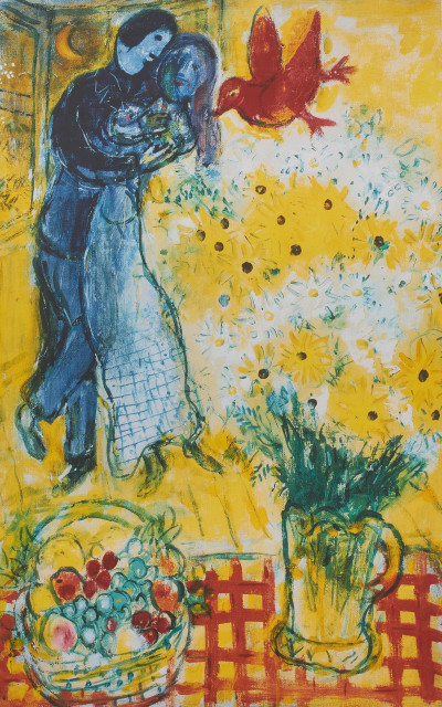 after Marc Chagall - Lovers and Daisies