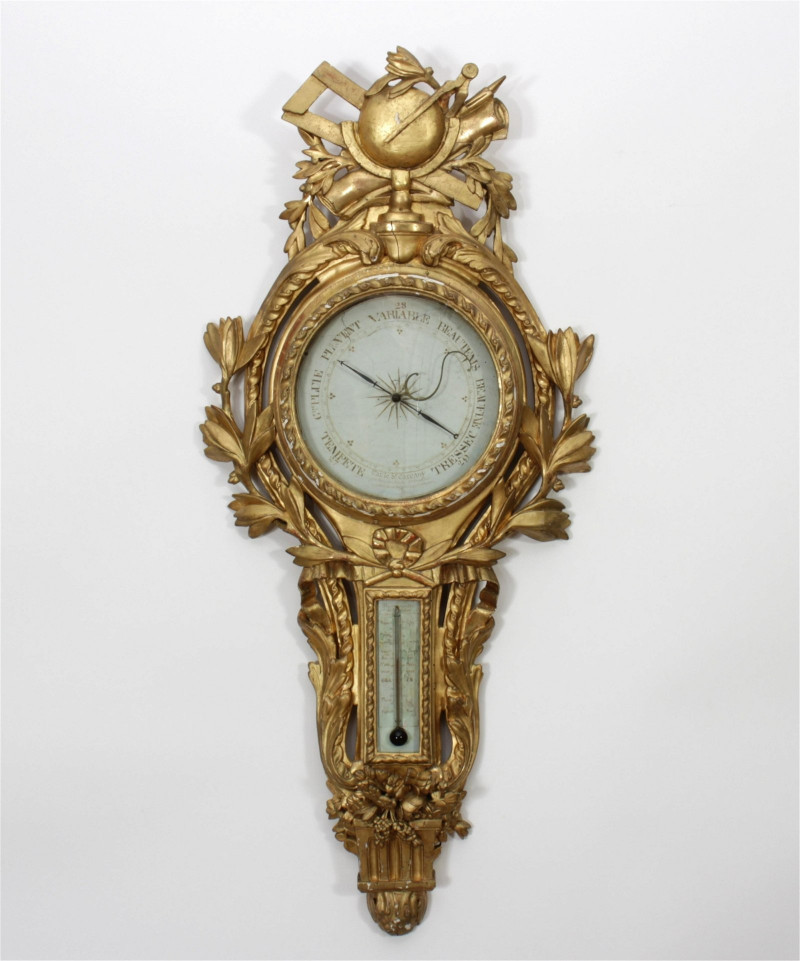 Image 1 of lot 19th C French Gilt Barometer, Parle Sr Carcany