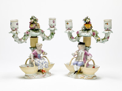 Image for Lot Meissen (Co.) - Pair of Figural Candelabra