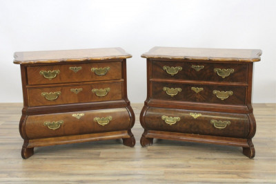 Image for Lot Pair Baker Elm and Walnut Small Commodes