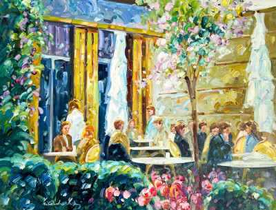 Image for Lot Unknown Artist - Cafe in Springtime