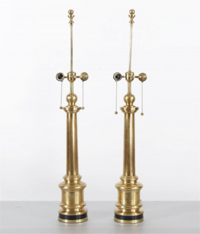 Pair of Ralph Lauren Brass Columnar Lamps