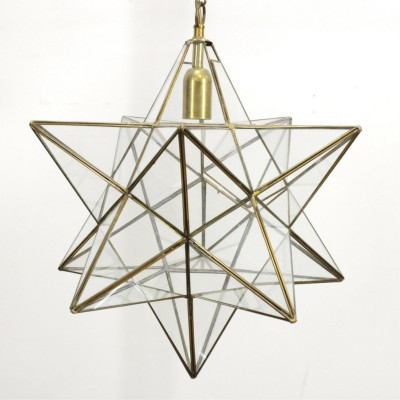 Image 3 of lot 4 Brass & Glass Star Lanterns & another