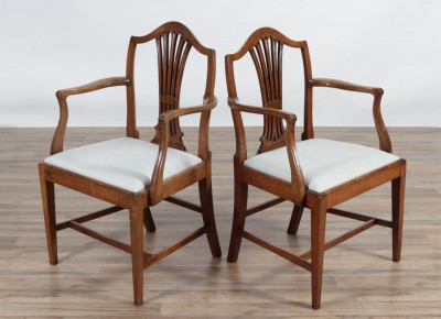 Image for Lot Pair George III Mahogany Open Armchairs