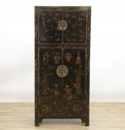 Image for Lot Chinese Lacquered Tall Cabinet