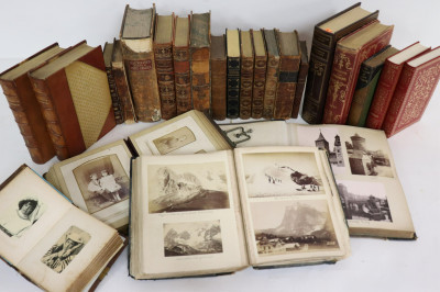 Image for Lot Leather Bound Books and Vintage Photo Albums