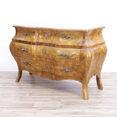 Image for Lot Italian Rococo Style Inlaid Walnut Commode