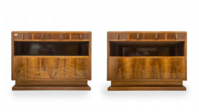 Image for Lot 2 Art Deco Wood Sideboards with Hunt Motifs