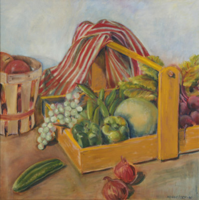 Image for Lot Still Life Painting  Basket of Vegetables