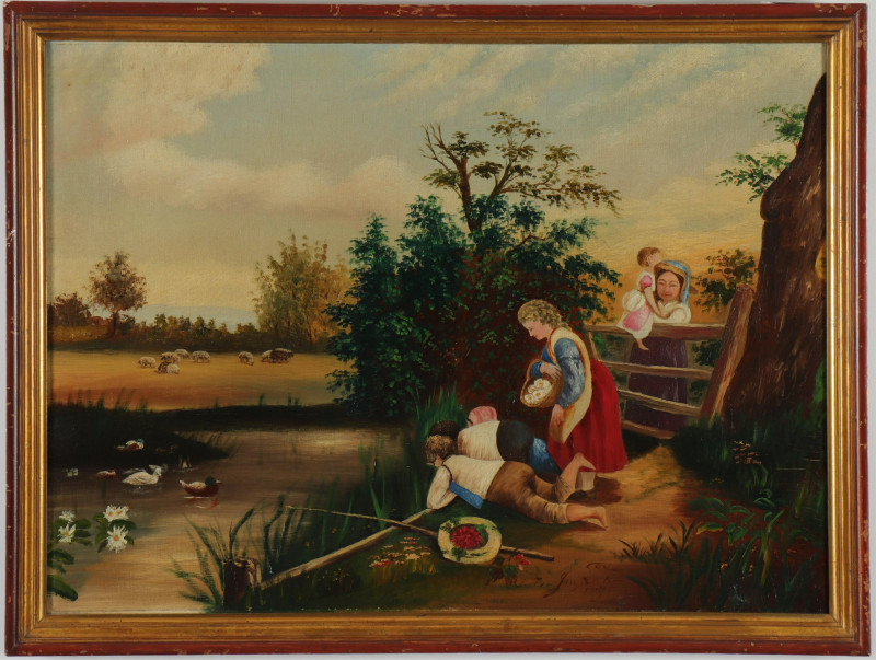Image 2 of lot &apos;Fishing at the Pond&apos; c1875