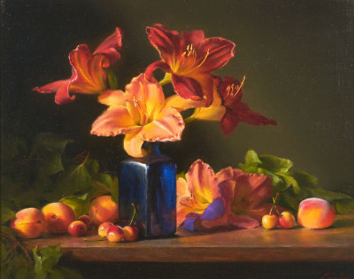 Cary Ennis - Apricots, Lilies and Blue